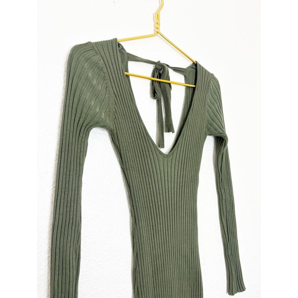 Revolve NBD Bekah Green Ribbed Midi Dress Size Small Bodycon Stretch Knit - Picture 7 of 12